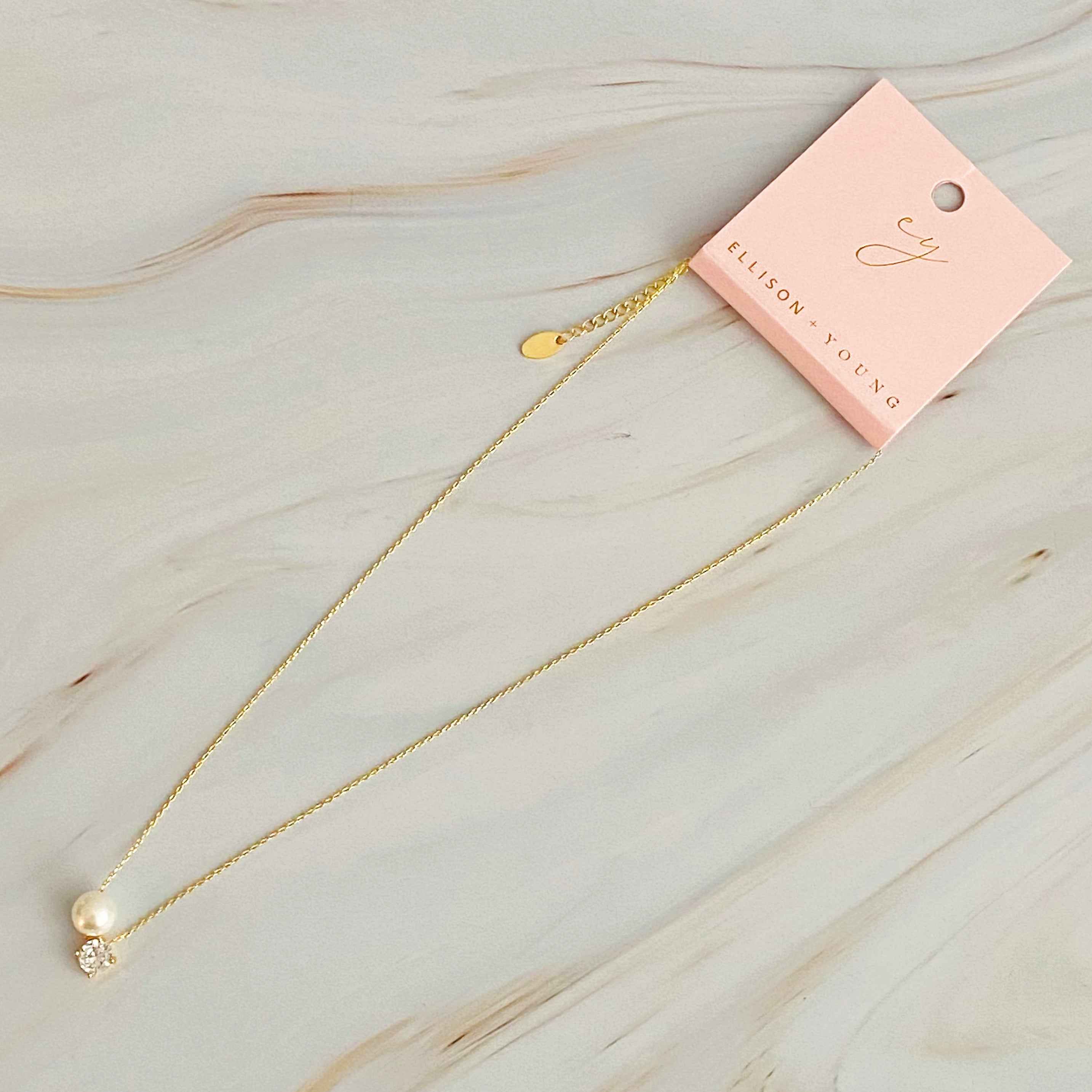 Single Pearl And Diamond Necklace