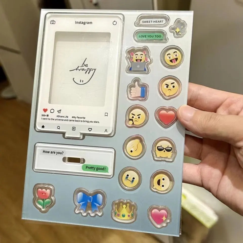 Acrylic Custom Cute Emojis Photo Frame - Gift Idea For Couple/Him/Her