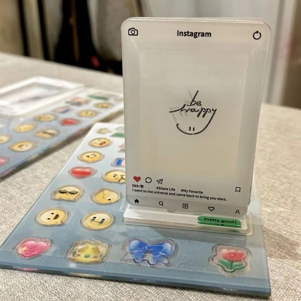 Acrylic Custom Cute Emojis Photo Frame - Gift Idea For Couple/Him/Her