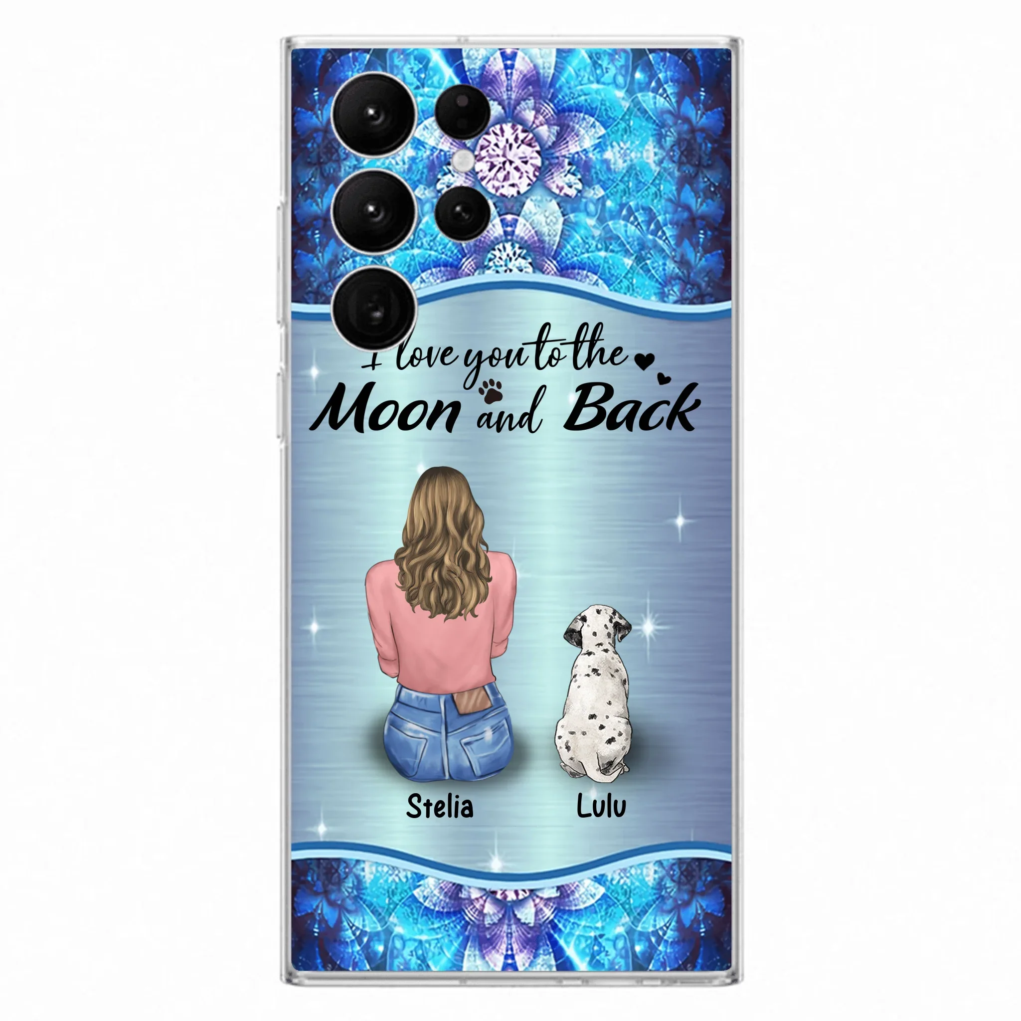 Personalized Dog Mom Phone Case - Upto 4 Dogs -Gift Idea For Dog Owners - I Love You To The Moon And Back - Case For iPhone/Samsung