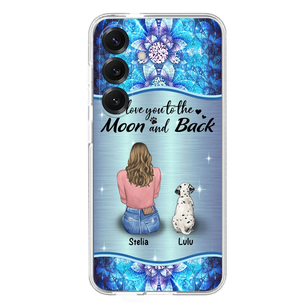 Personalized Dog Mom Phone Case - Upto 4 Dogs -Gift Idea For Dog Owners - I Love You To The Moon And Back - Case For iPhone/Samsung