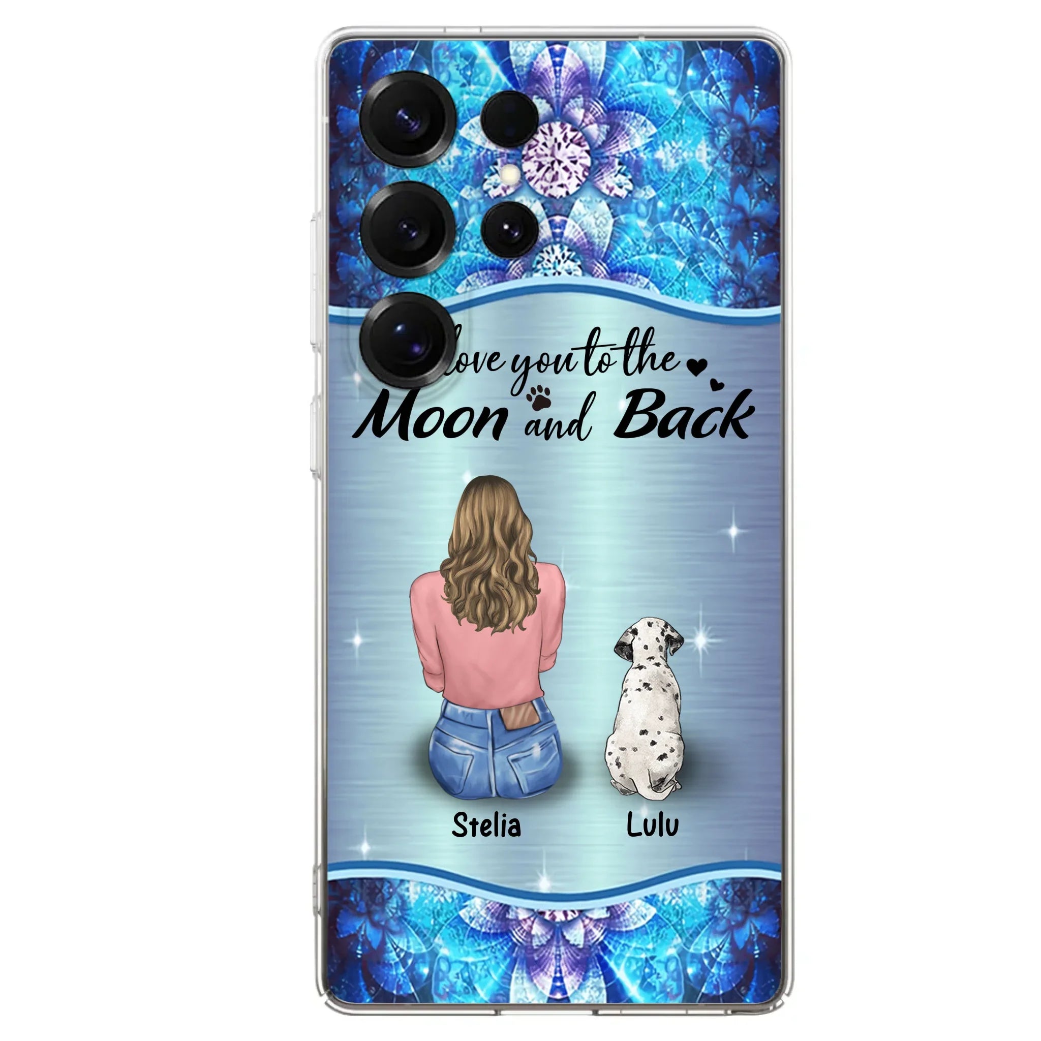 Personalized Dog Mom Phone Case - Upto 4 Dogs -Gift Idea For Dog Owners - I Love You To The Moon And Back - Case For iPhone/Samsung