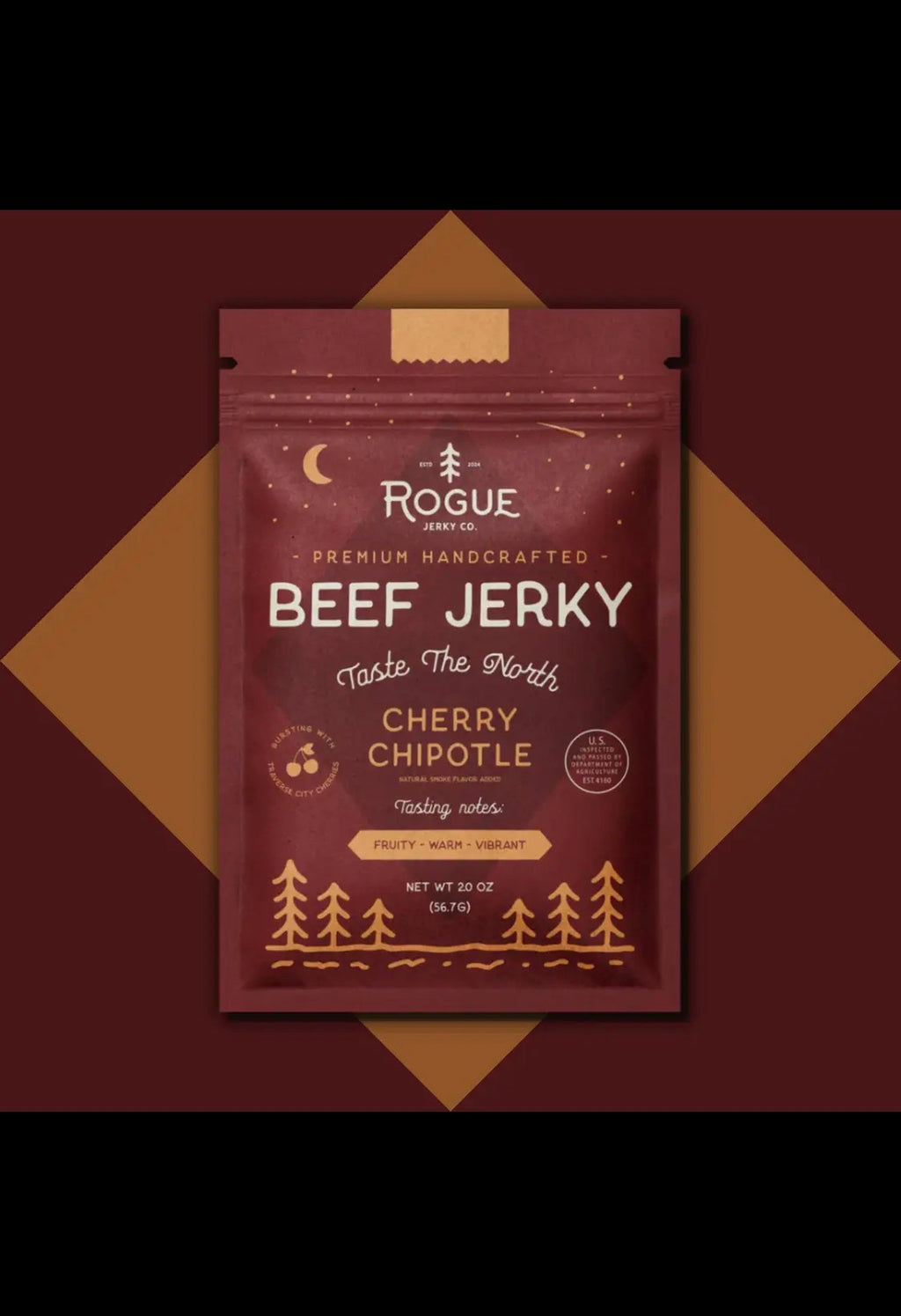 Rogue Jerky Cherry Chipotle Beef Jerky, Minimally Processed, 2 oz