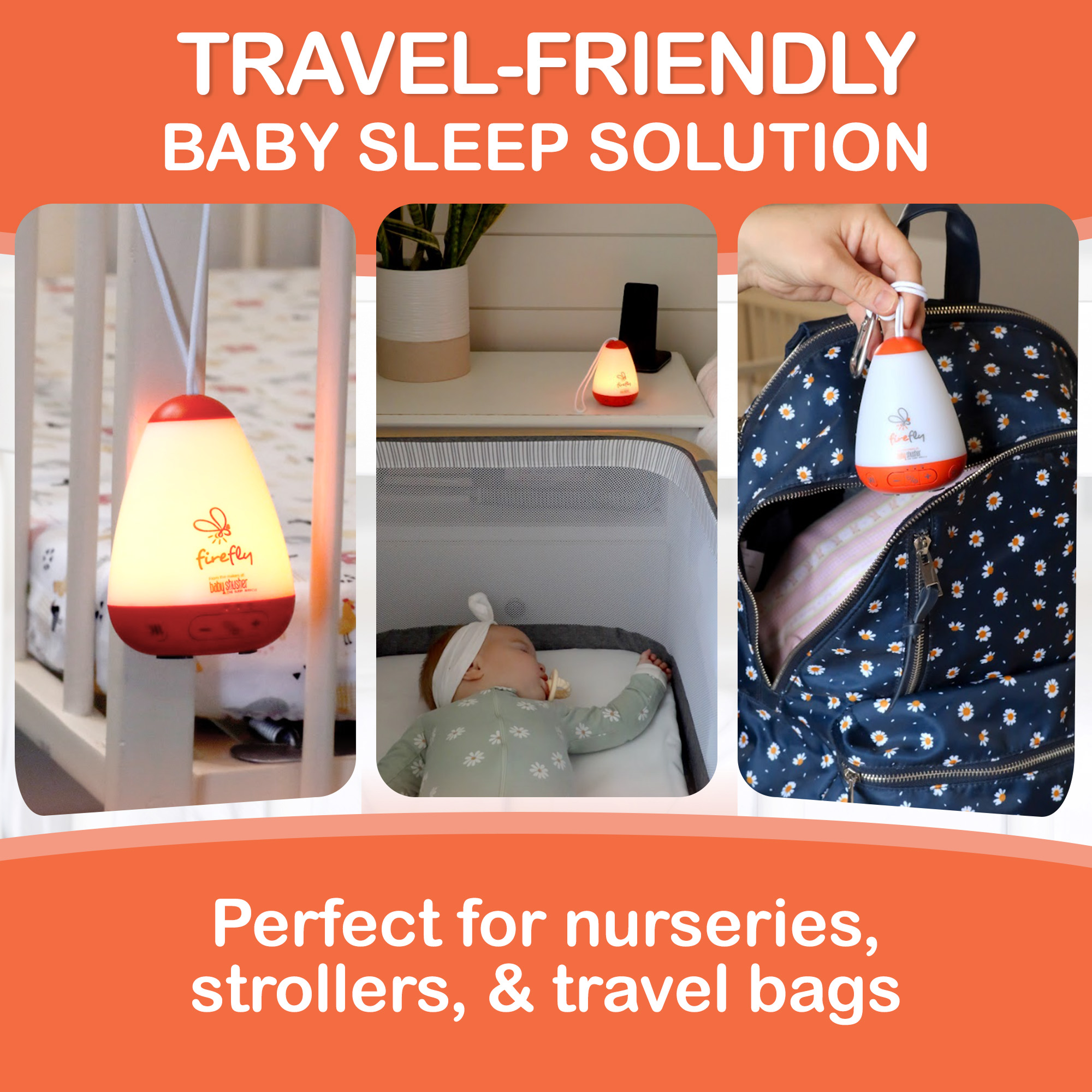Firefly Portable Baby Sound Machine – Rechargeable Shushing & Night Light by Baby Shusher
