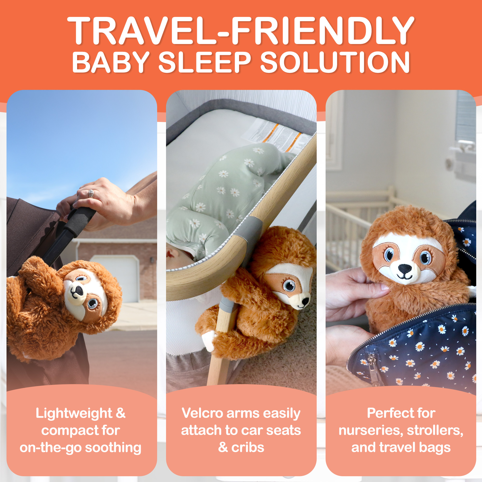 Baby Shusher Sloth Plush Sound Machine – Soothing Shushing Toy for Babies and Toddlers