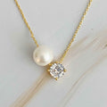 Single Pearl And Diamond Necklace