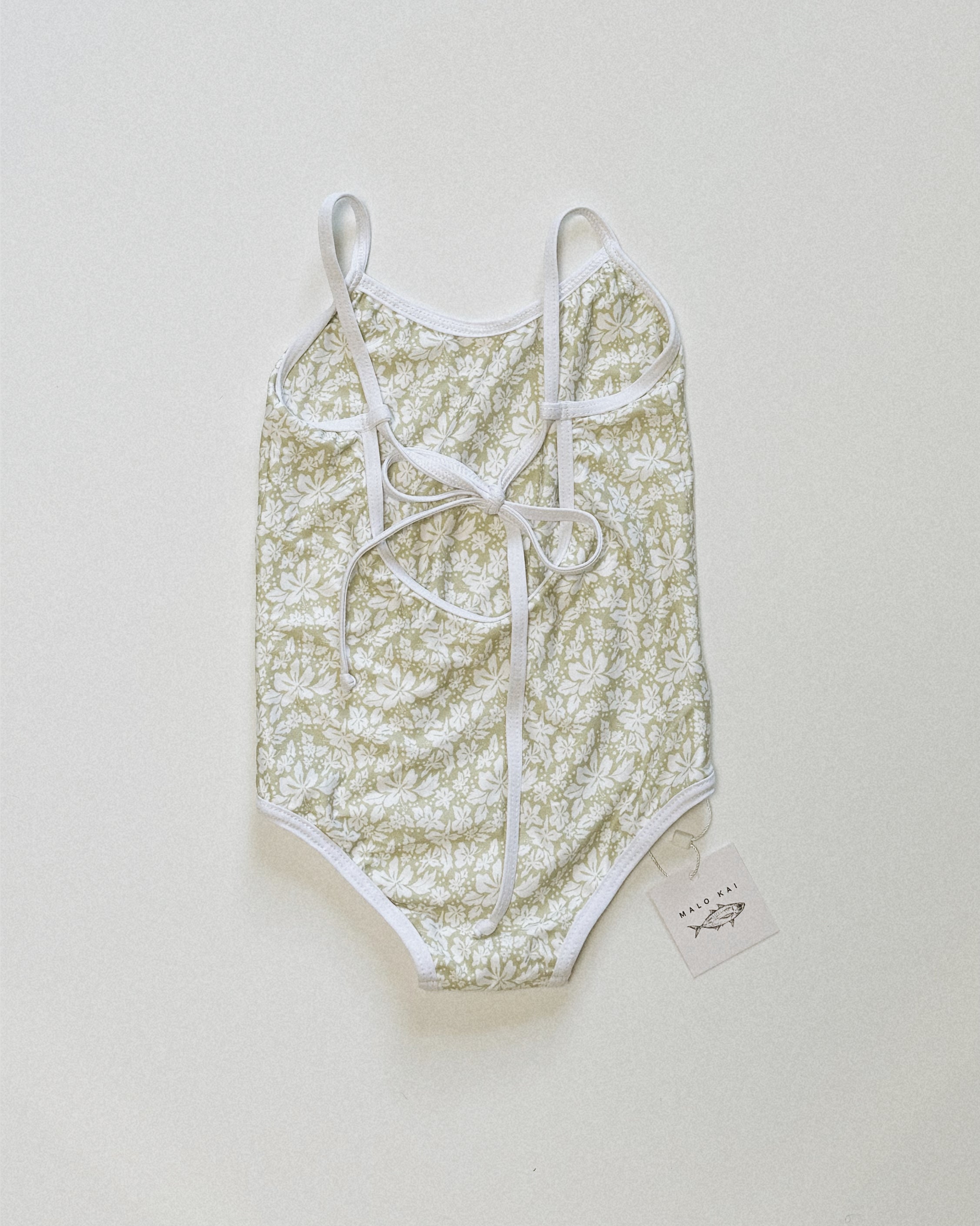 Millie One Piece Kids Swimsuit - Green Hibiscus