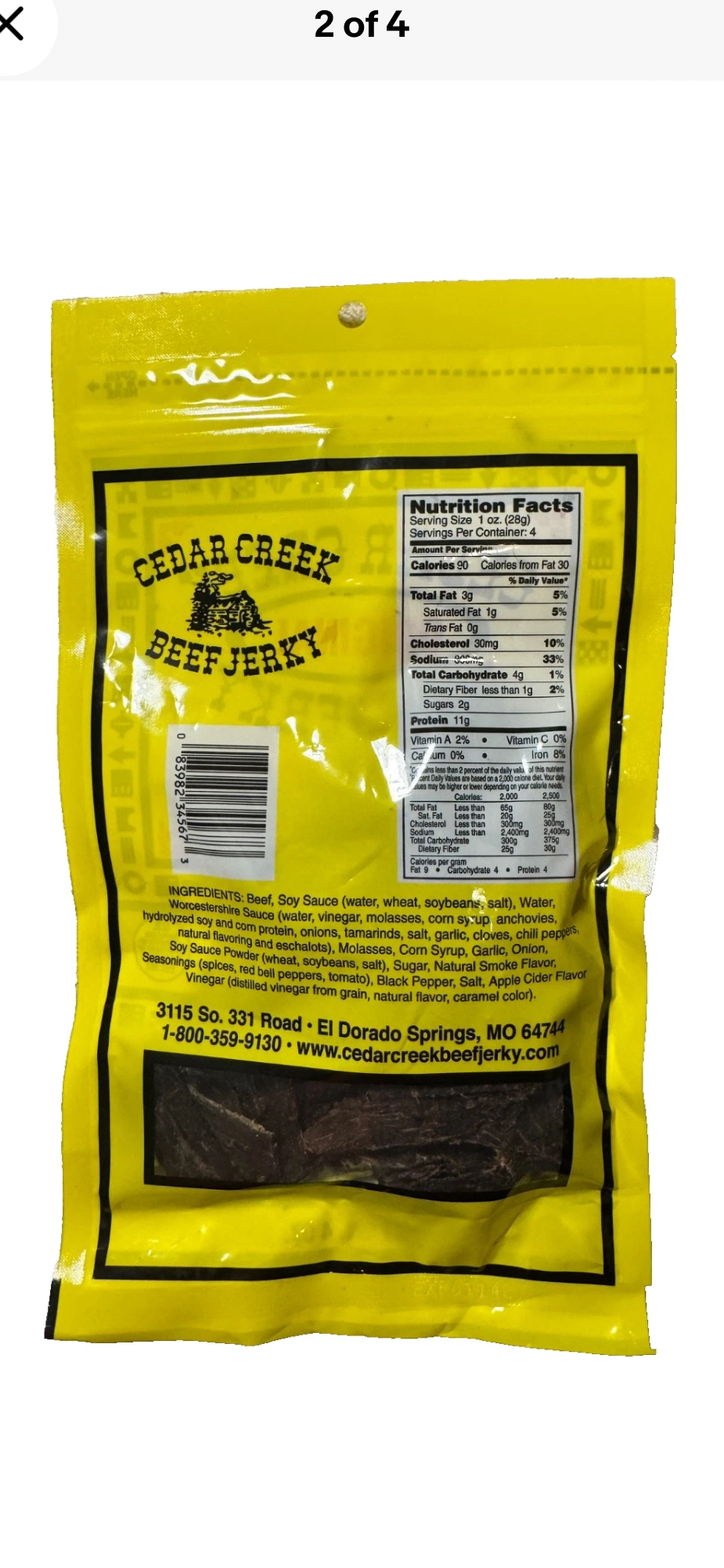 6 - 4 OZ Cedar Creek Original Beef Jerky, Old Fashioned Style Dry Jerky, No Preservatives