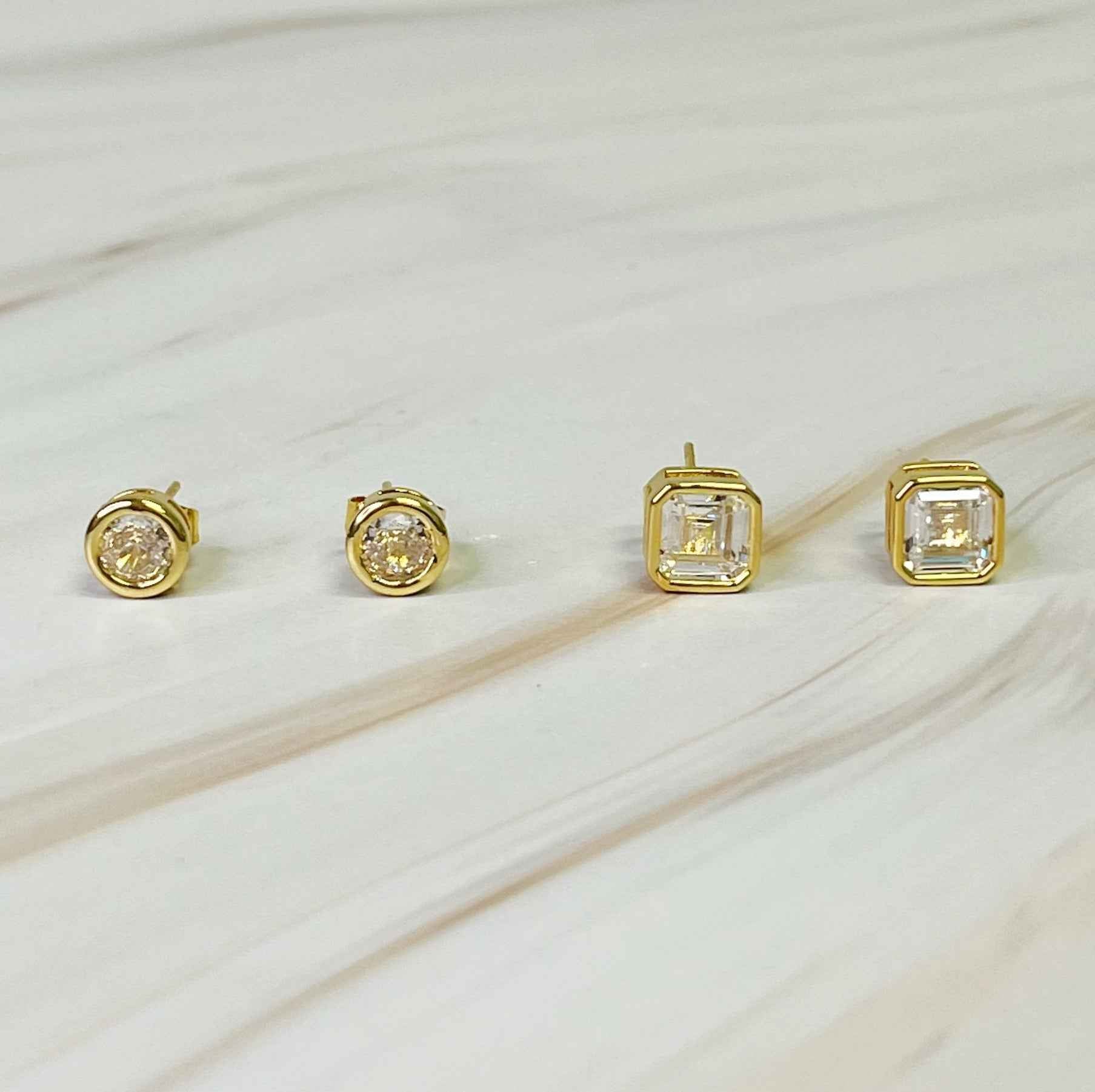 Bella Bezel Stud Earrings Set Of 2