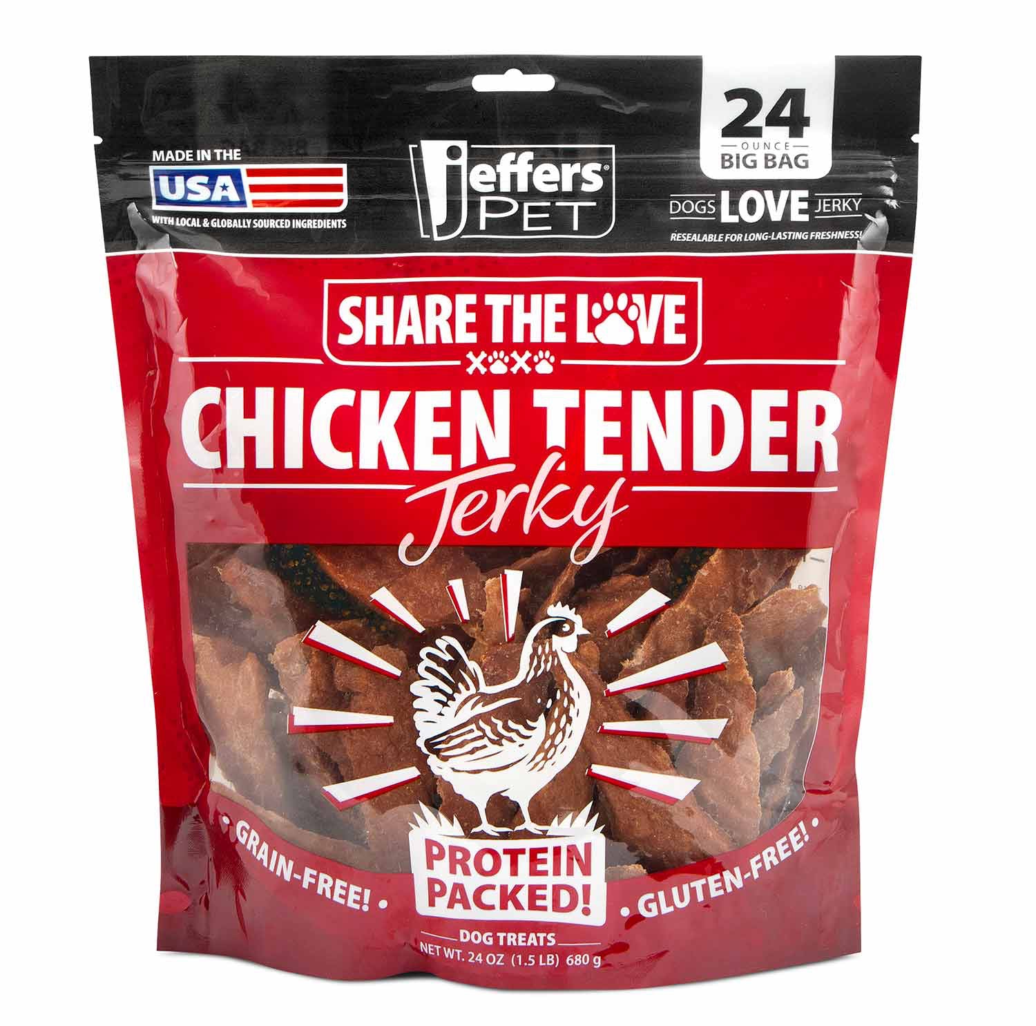 Jeffers Chicken Jerky Healthy Dog Treats, 24 oz - 100% Natural, Grain-free, Gluten-free, Made in USA