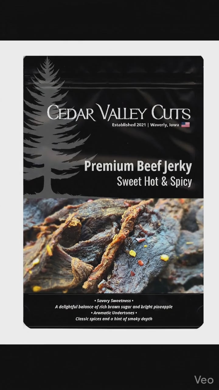 Buy 4-4oz bags of Sweet Hot and Spicy Premium Jerky, get 1 free.