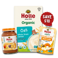 Starting Solids Variety Bundle: Apple & Plum Jars, Oat Cereal, Banana Llama